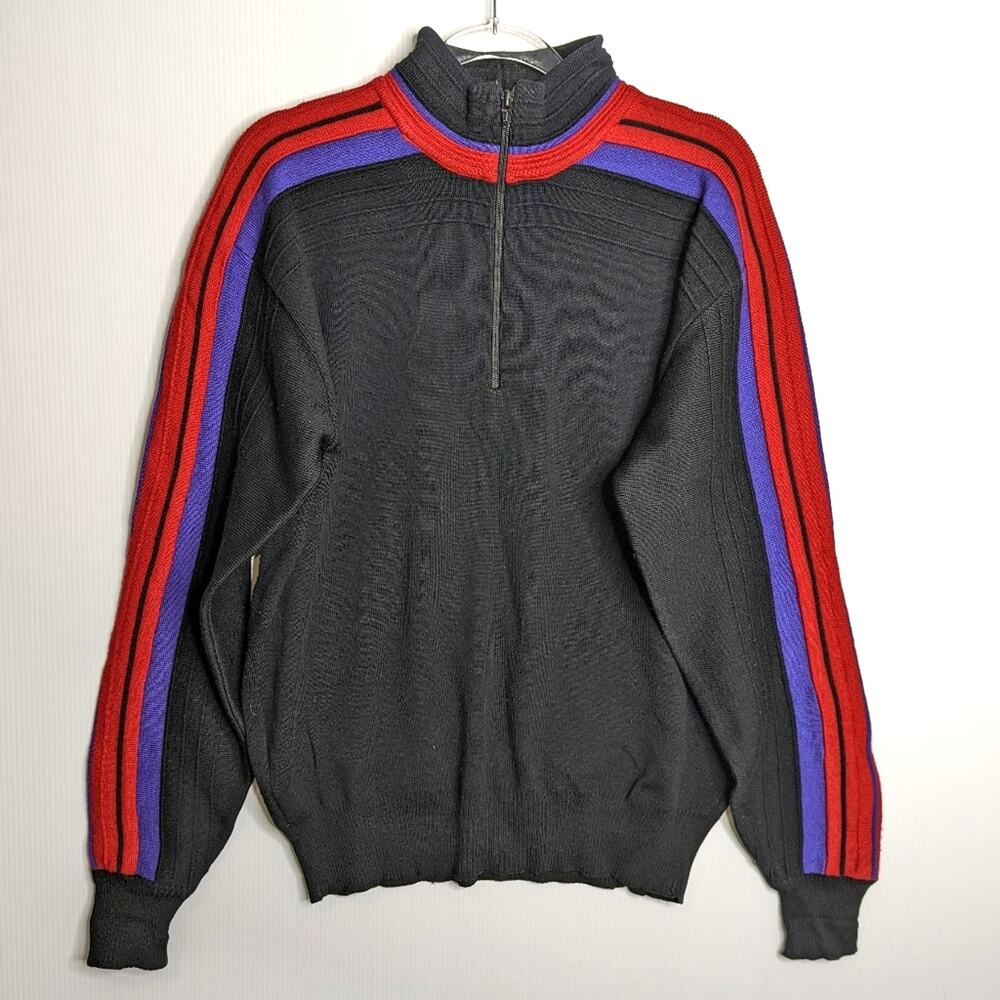 Meister Vintage 80's Sweater Apres Ski 1/4 Zip Mock Neck Men's Unisex XL